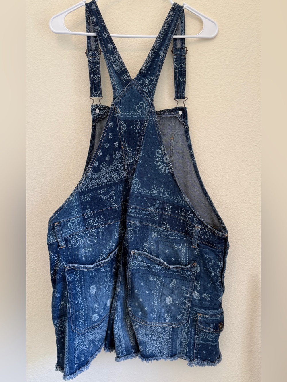 No Boundaries Bandana Paisley Denim Shortalls Overalls XXL 19 - Picture 3 of 10